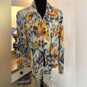 Chico’s Linen Blend Aztec Print Jacket - Size 2